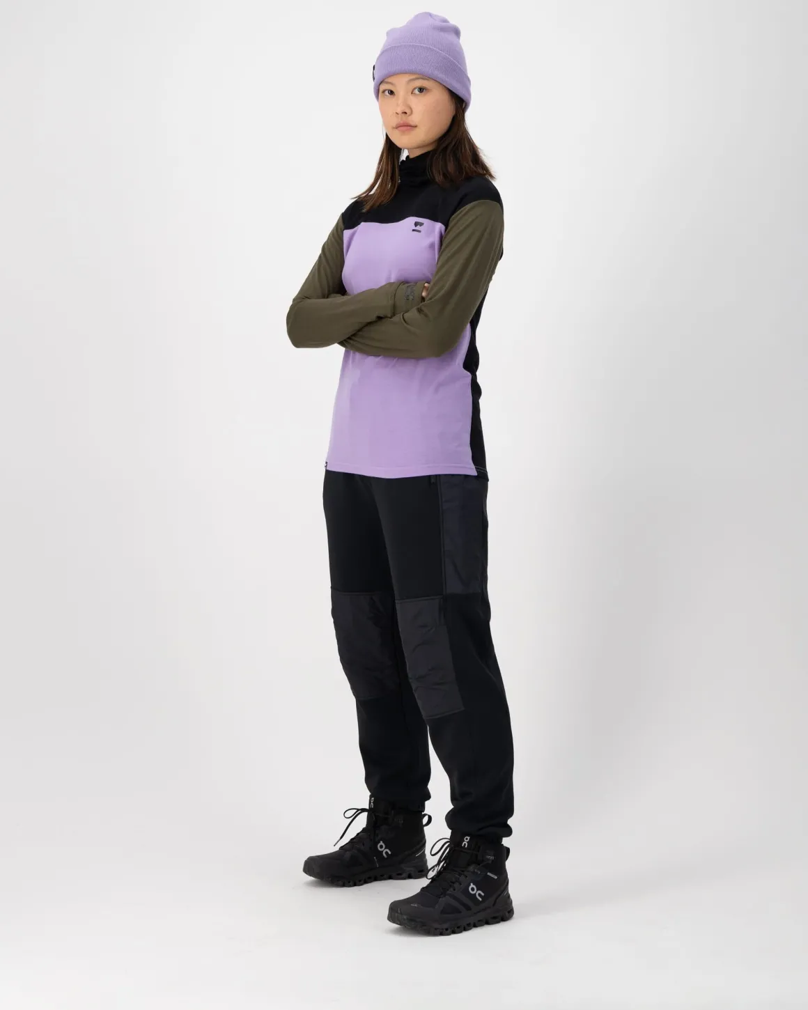 Yotei Merino High Neck Long Sleeve - Lupin / Dark Olive / Black