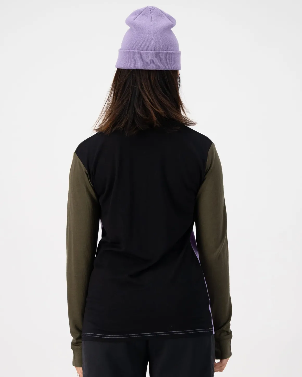 Yotei Merino High Neck Long Sleeve - Lupin / Dark Olive / Black