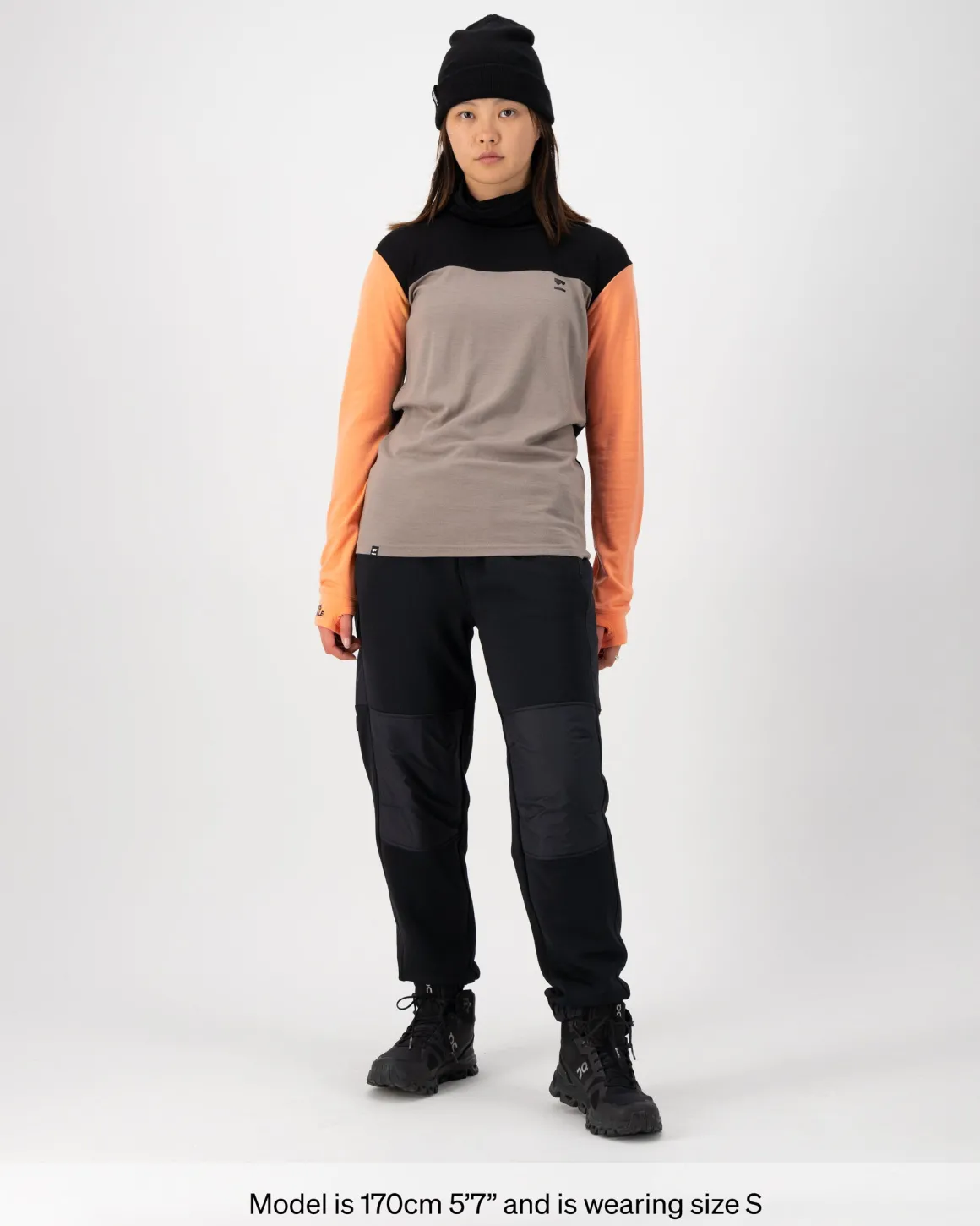 Yotei Merino High Neck Long Sleeve - Punch / Cinder / Black