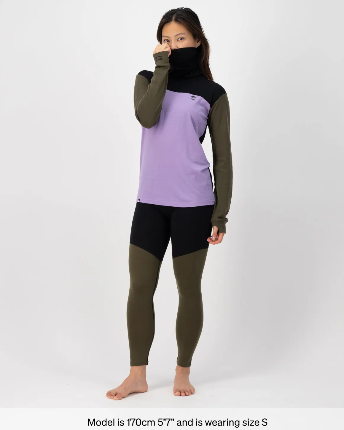 Yotei Merino High Neck Long Sleeve - Lupin / Dark Olive / Black