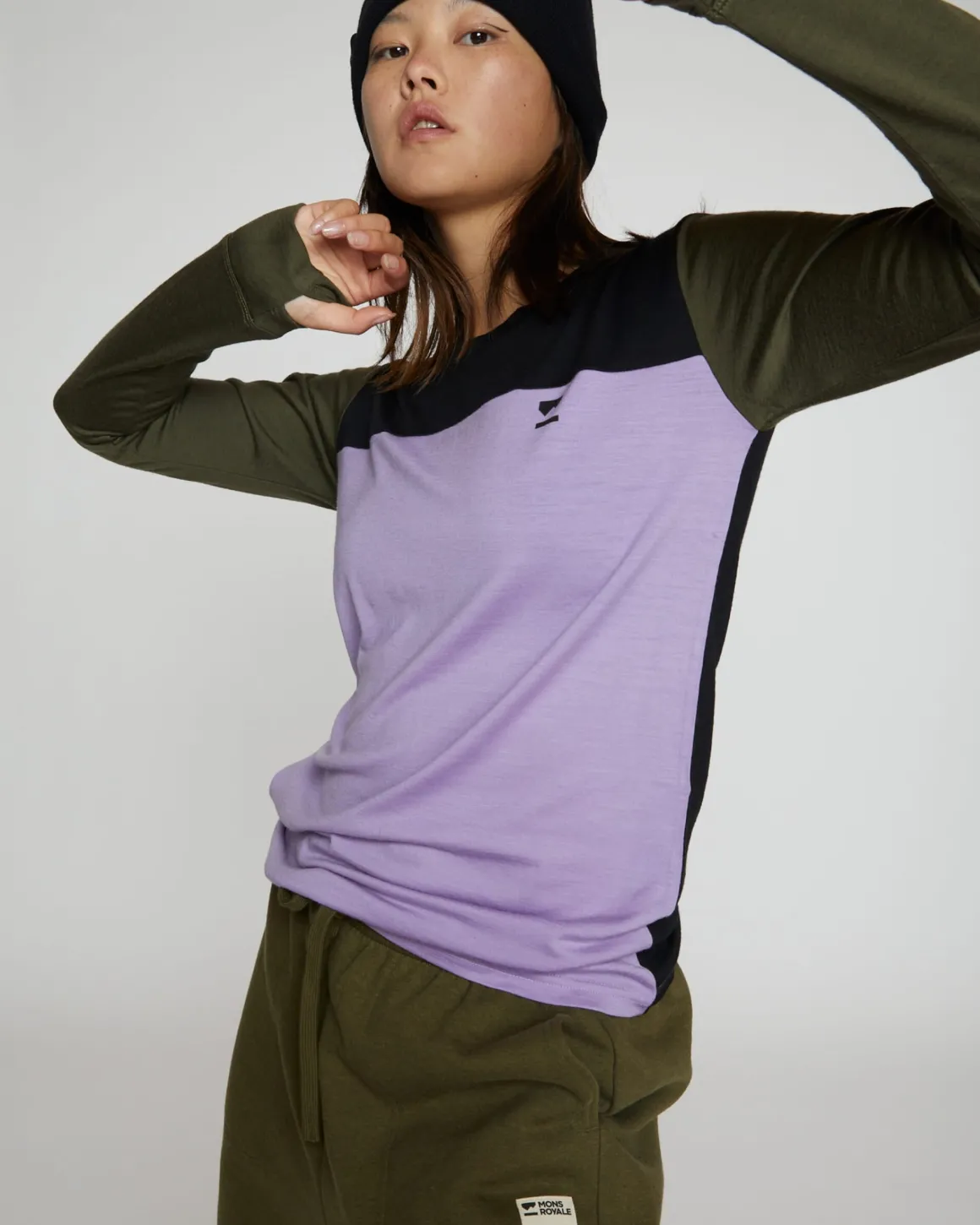 Yotei Merino Long Sleeve - Lupin / Dark Olive / Black