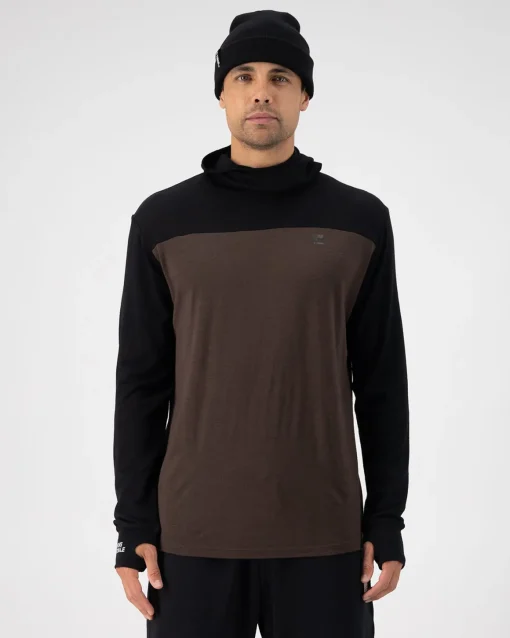 Yotei Merino Powder Hood Long Sleeve - Cedar / Black
