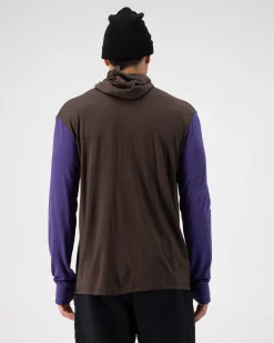 Yotei Merino Powder Hood Long Sleeve - Violet / Cedar / Black