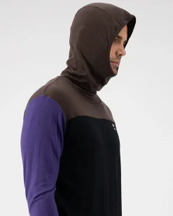 Yotei Merino Powder Hood Long Sleeve - Violet / Cedar / Black
