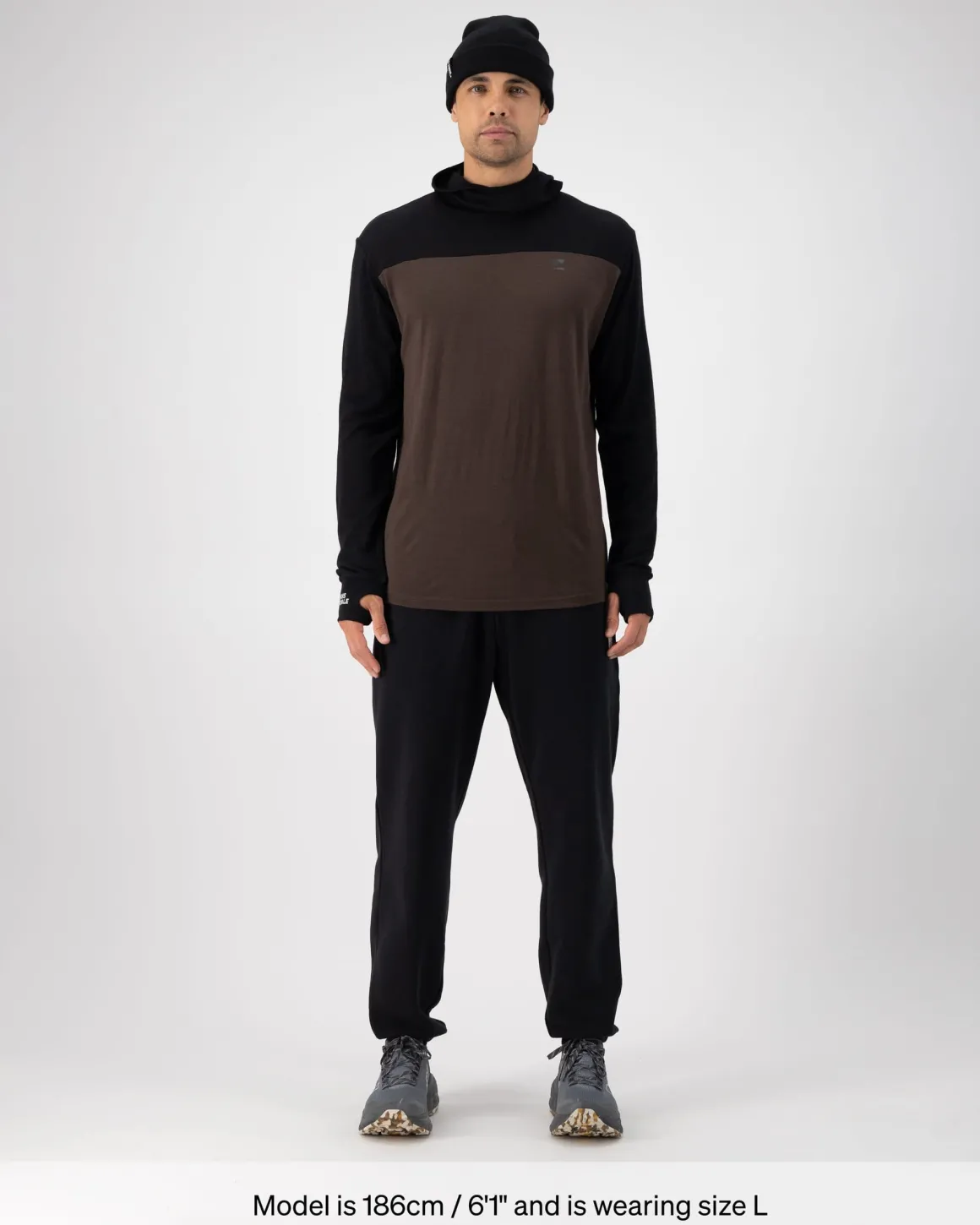 Yotei Merino Powder Hood Long Sleeve - Cedar / Black