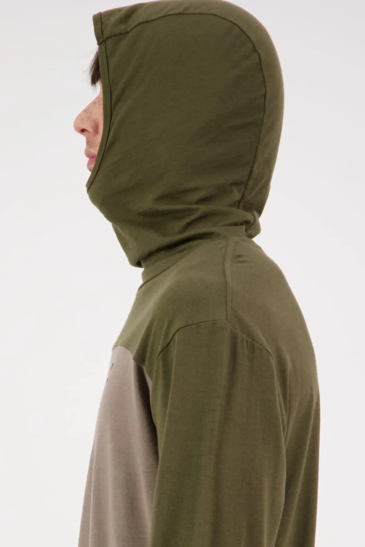 Yotei Merino Powder Hood LS - Dark Olive Walnut