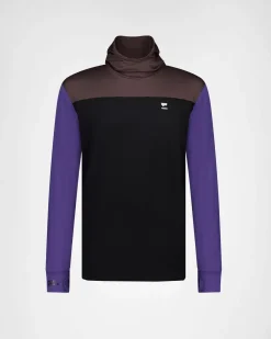 Yotei Merino Powder Hood Long Sleeve - Violet / Cedar / Black